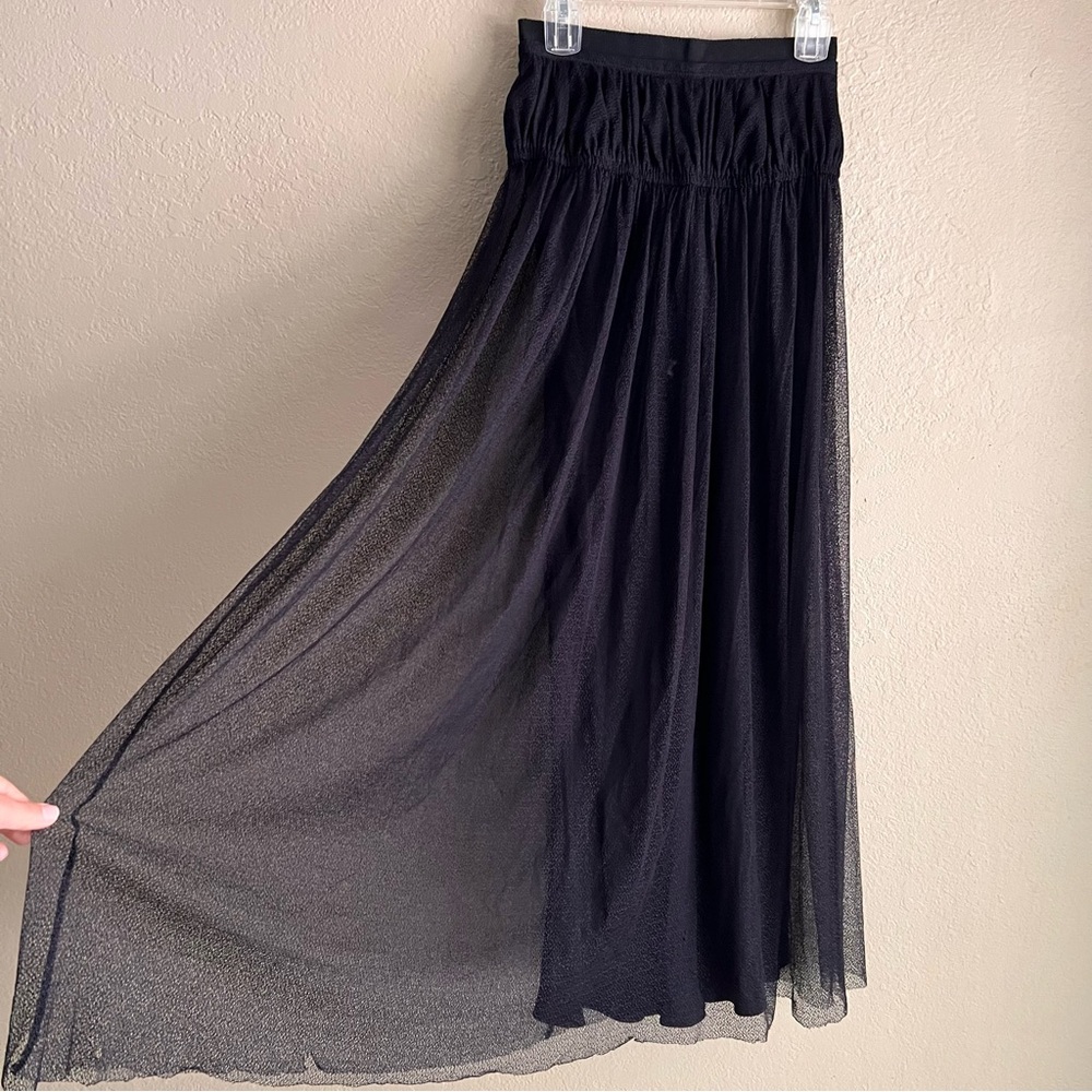 Carven Lace Tulle Sheer Lined Floor Length Skirt With Pockets
